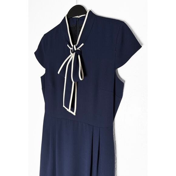 J Crew Women's Blythe Tie Neck 365 Crepe Dress Navy Blue Professional Office 6 - Picture 8 of 14